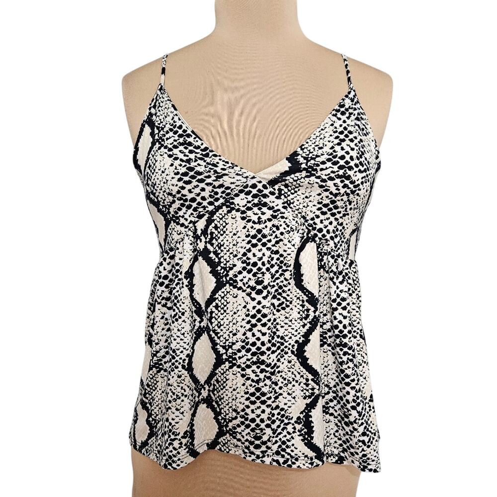 Peach Love California Snakeskin Print‎ Sleeveless Babydoll Top Medium Y2K Soft
